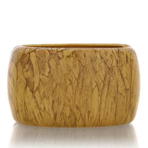 Brand New Kenneth Jay Lane Cuff Bracelet Magnetic Clasp in Imitation Wood - Picture 2 of 4